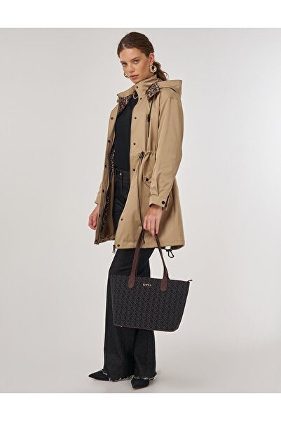 Kayra Bel Büzgülü Trençkot Açık Kahve