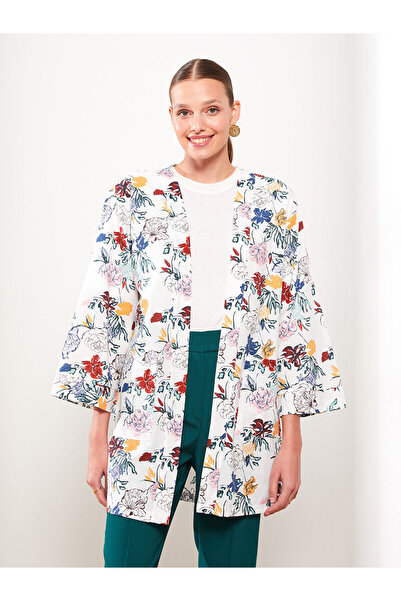 LC Waikiki Alita City Lcw Modest Ecru Floral Basen Length Women's Kimono with...