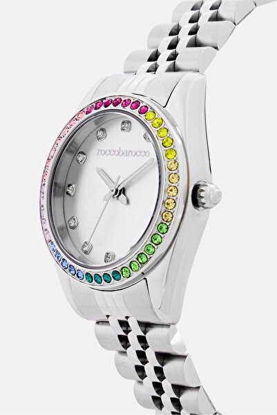 Roccobarocco Women RB4656L-02M Analog Stainless Steel Watch 31 mm, Silver