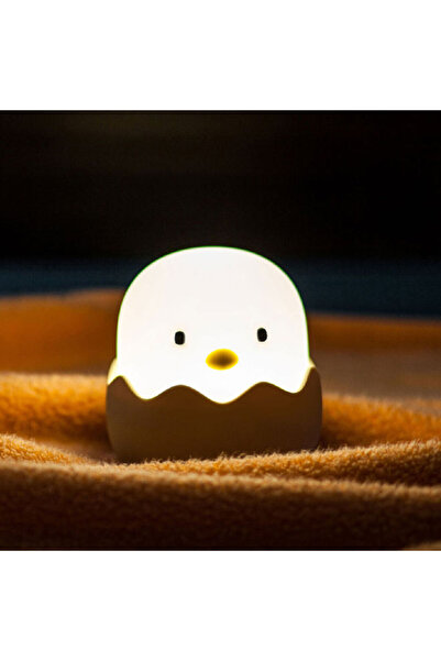 HALAMODO مصباح طاولة على شكل دجاجة قشر البيض، أبيض، قابل لإعادة الشحن، 10.4×1...