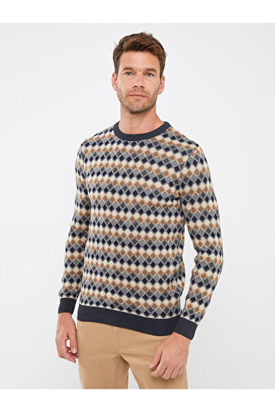 LC Waikiki LCWAIKIKI Klassischer Rundhals-Langarm-Strickpullover für Herren mit Muster