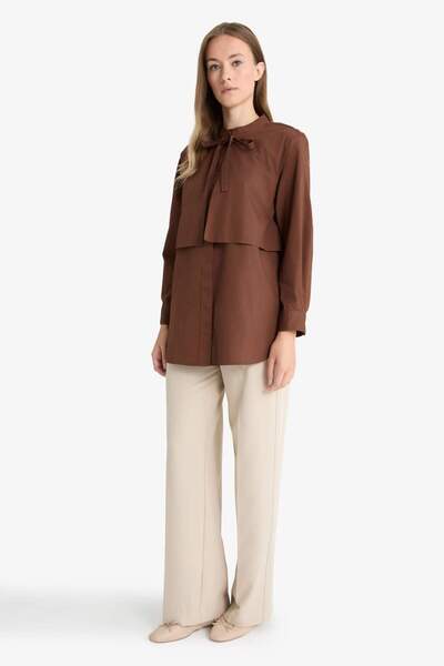 DeFacto Relax Fit Poplin Long Sleeve Tunic F3775Ax25Wn