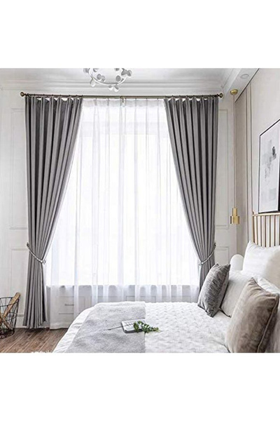 HALAMODO Set of 2 Blackout Drapes Charcoal Grey 2 Pieces (200x270)cm