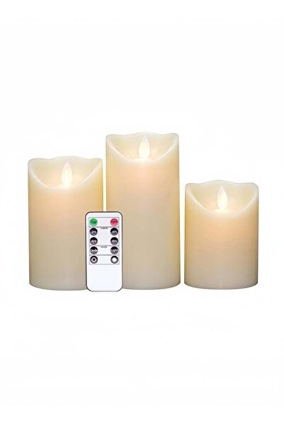 HALAMODO مجموعة من 3 شموع LED كهربائية بيضاء