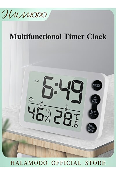 HALAMODO ساعة توقيت متعددة الوظائف لإدارة الوقت وتذكير بمؤقت المطبخ وغرفة النوم