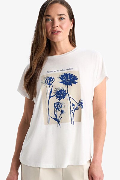 DeFacto Crew Neck Floral Short Sleeve T-Shirt E9875Ax25Au