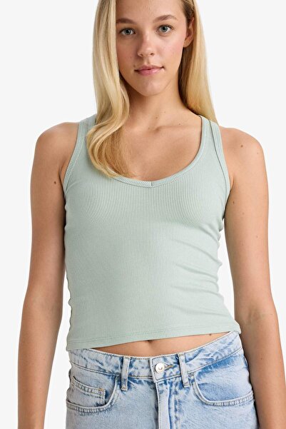 DeFacto Fitted V-Neck Ribbed Camisole Tank Top G1346Ax25Au