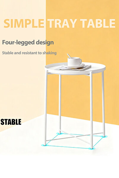 Generic Round Steel Table White 45x53x45cm