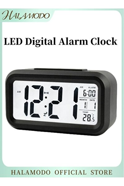 HALAMODO ساعة منبه رقمية محمولة تعمل بالبطارية، مزودة بشاشة LED لعرض 12/24 سا...