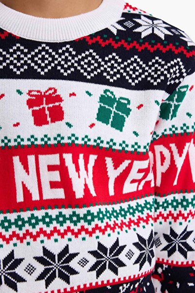 DeFacto Boy's Christmas Themed Regular Fit Crew Neck Knitwear Sweater F9232A825Cw