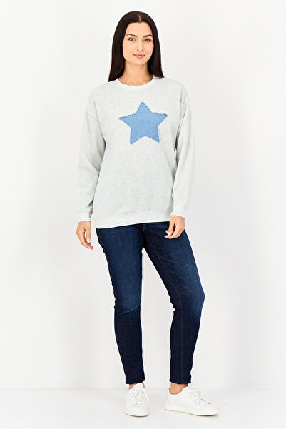 No Comment Women Crew Neck Long Sleeve Heather Sweatshirt, Grey