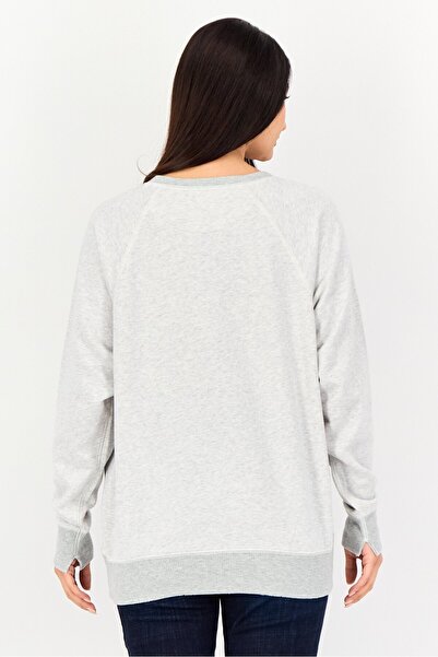 aerie Women Crew Neck Heather Long Sleeve Sweatshirt, Light Grey