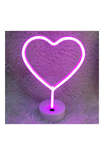 HALAMODO حامل ضوء نيون LED على شكل قلب وردي