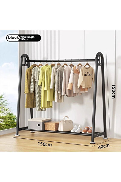 POWER Simple fixed clothes rack, large movable metal coat rack with wheels an...