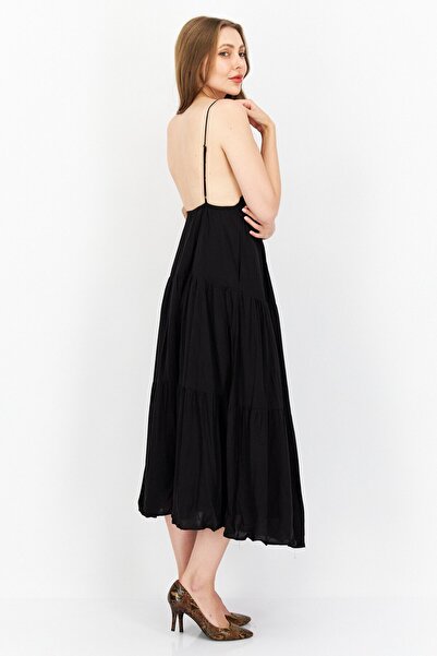 Aqua Women Solid Midi Dress, Black