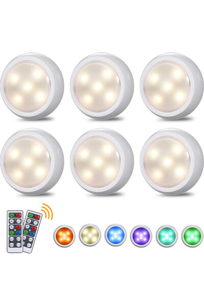 HALAMODO 6 cabinet lights with 2 remote controls, Multicolor 15*7.7*13.5cm di...