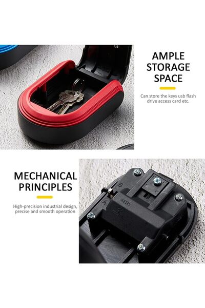 RUBIK Outdoor Key Storage Safe Box, Wall-Mounted 4-Digit Combination Lock KS826 (Full Black)