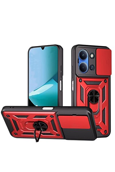 tgzm سيليكون متوافق مع هاتف Xiaomi Redmi 15C 4G مع حلقة عدسة Pars - أحمر-(5796) - ufukaal4446-7924