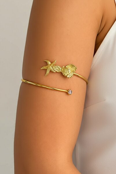 CAŞ DEKORASYON Gold Color Starfish Stone Bracelet Arm Accessory