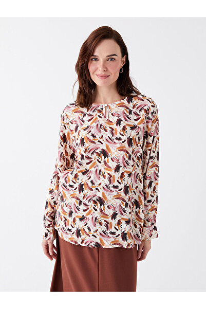 LC Waikiki Patterned Long Sleeve Crew Neck Women's Blouse