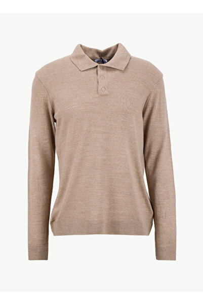 LİMON COMPANY Limon Polo Yaka Basic Düz Bej Erkek Kazak MML5WM-KZK9528