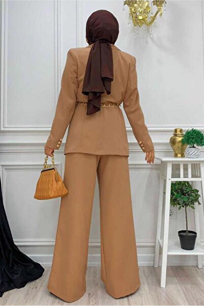 TRENDTESETTÜR Women's Brown (Camel) Classic Pants Suit t 2038