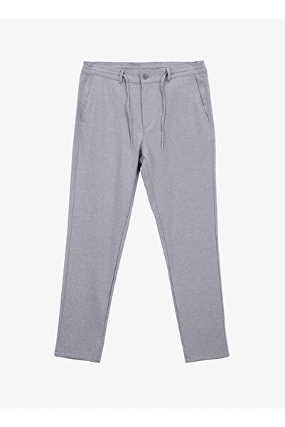 ALTINYILDIZ CLASSICS Bağlamalı Bel Dar Paça Jogger Açık Gri Erkek Pantolon AC...