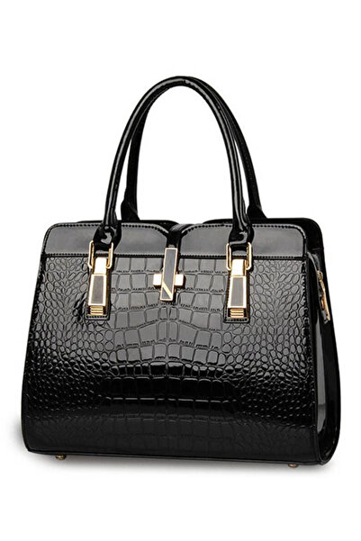 HALAMODO حقيبة كتف بطبعة جلد التمساح باللون الأسود