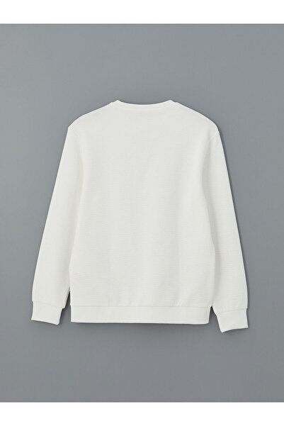 LC Waikiki Ανδρικό φούτερ με μακρυμάνικο λαιμόκοψη Ecru LCW Vision