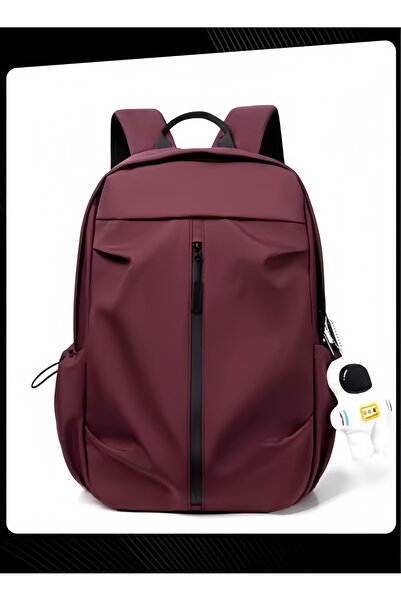 HALAMODO Anti-theft Waterproof Business Backpack with Astronaut Pendant for College Students Wine Red
