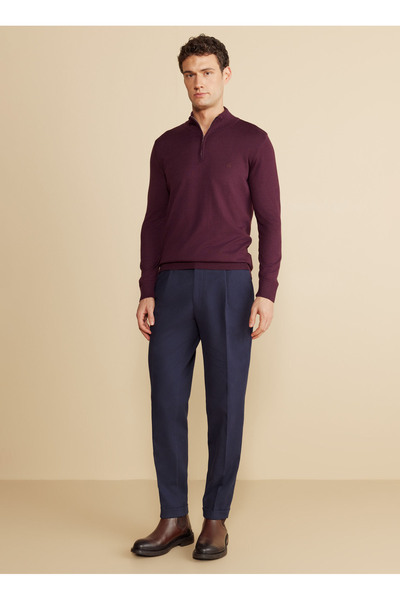 BROOKS BROTHERS Normal Bel Duble Paça Standart Koyu Lacivert Erkek Pantolon B...