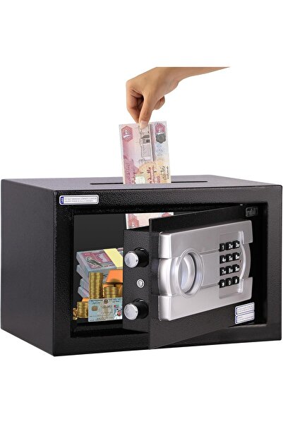 RUBIK صندوق أمان صغير بفتحة إسقاط، قفل رقمي ومفتاح، إيداع نقدي (20 × 31 × 20 ...
