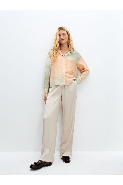 LC Waikiki Lcw Vision Beige Elastic Waist Satin Women's Trousers