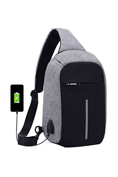 HALAMODO Grey and Black Multifunctional Digital Storage Chest Bag