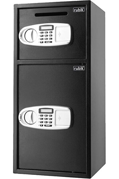 RUBIK صندوق أمانات مزود بحجرة مزدوجة وفتحة إسقاط RB75ECL (75x35x35 سم) أسود