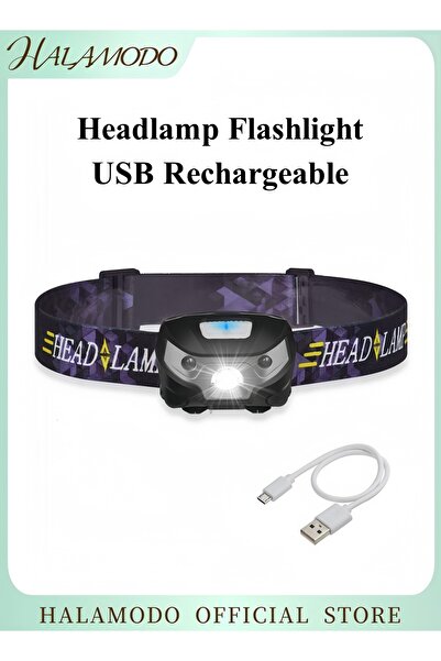 HALAMODO Headlamp Flashlight USB Rechargeable Super Bright White Led Glare Low Light