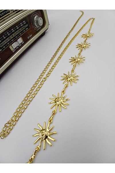 arlıva moda Güneş Figürlü zinzirli kadın pantolon kemeri, Elbise kemeri, Ceket kemeri