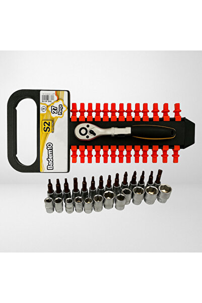 Badem10 Professional 1/4'' 6 Corner 27 Piece Socket Wrench Set Compact Durable Portable Tool Set