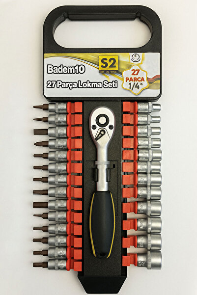 Badem10 Professional 1/4'' 6 Corner 27 Piece Socket Wrench Set Compact Durable Portable Tool Set