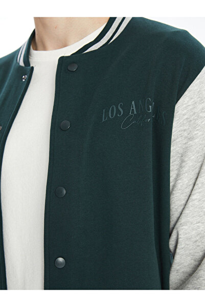 LC Waikiki Green Comfortable Fit Long Sleeve Men's Thick College Jacket