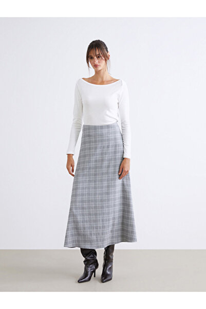 LC Waikiki Fusta în carouri A croială cu talie elastică