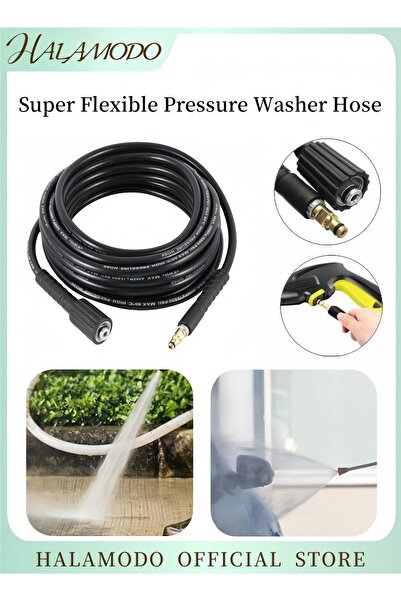 HALAMODO خرطوم غسالة الضغط فائق المرونة بطول 32 قدمًا، خرطوم غسالة الضغط المق...