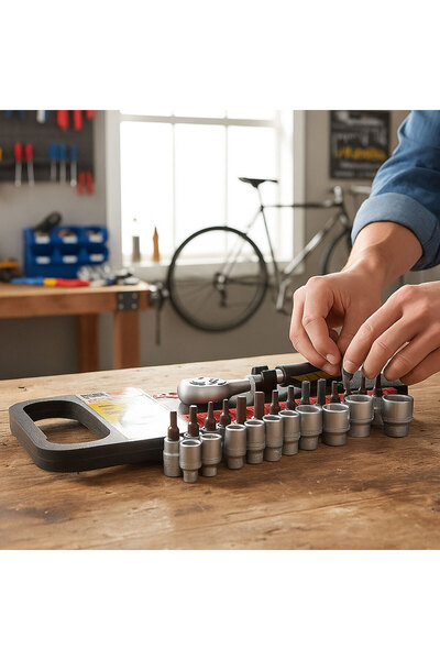 Badem10 Professional 1/4'' 6 Corner 27 Piece Socket Wrench Set Compact Durable Portable Tool Set