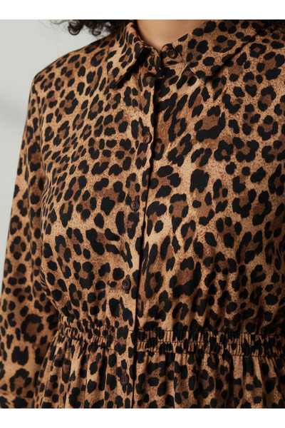 FAV Midi Cotton Shirt Dress with Animal Print