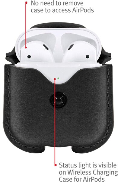 Twelve South AirSnap Leather Protective Case with Clip for AirPods (Black)
