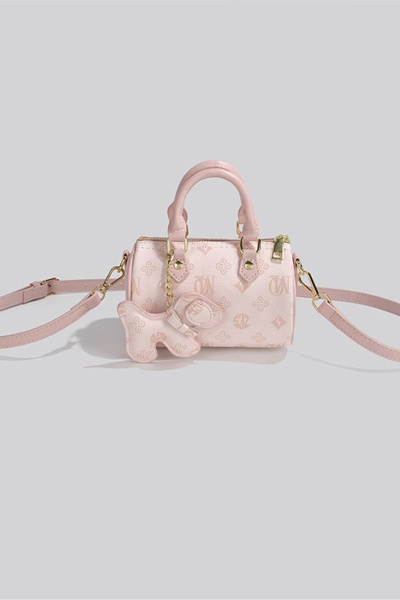 Louis Vettriano Women's Nano Style Small Crossbody Duffel Bag with Dog Charm Mini Handbag CrossbodyBag