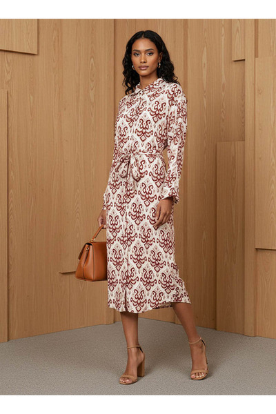 FAV Printed Cotton Workwear Dress with High-Low Hemline