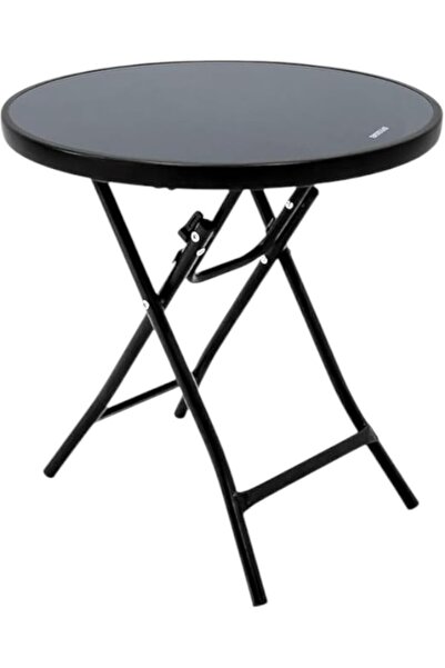 WDA Folding Iron Table, 80 Square Metres, Black.