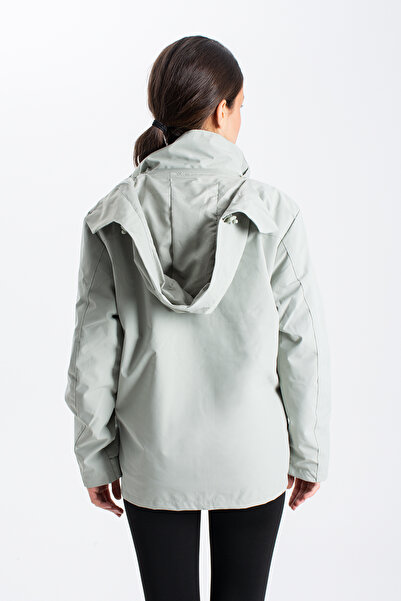 Ecrou Γυναικείο παλτό K με κουκούλα με τσέπη στο στήθος και φλις εσωτερικά A96888