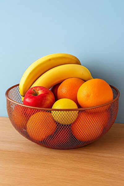 MG HOME سلة فواكه نحاسية غير لامعة، وعاء فواكه، وعاء خضروات، سلة متعددة الأغر...